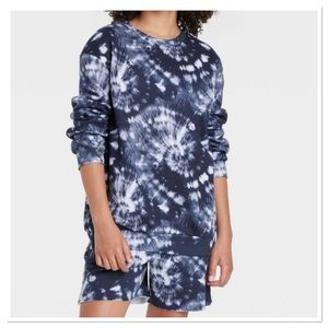 Art Class Kids Oversized Sweatshirt Navy Tie Dye